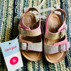 Cat & Jack Pink and Gold Glitter Sandals